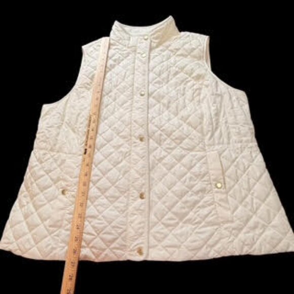 Talbots Quilted Vest Ivory White Fleece Lined Zip Snap Pockets Women’s Plus 2X - Picture 10 of 13